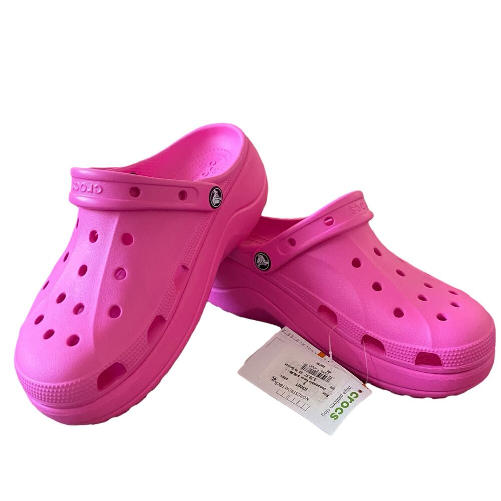 NWT Women's Crocs "Baya Platform Clog" in Hot Pink Barbie Size 9 Style # 208186